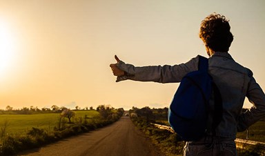 Royalty free hitchhiking image