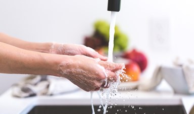 Person washing hands