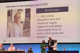 Nick Evans Advocate for Dermatology Award 2025 Quote